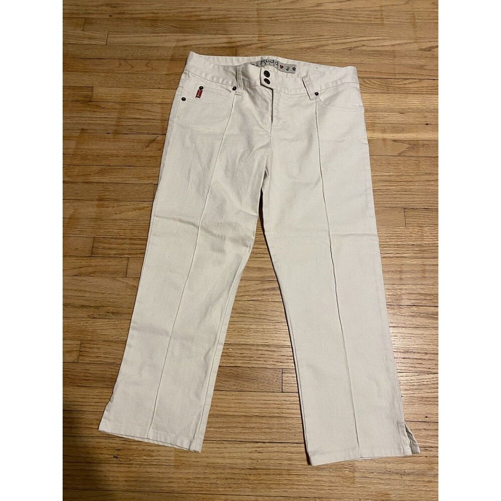 Mudd Junior Women 5 Cropped Pants Capri White No Back Pockets